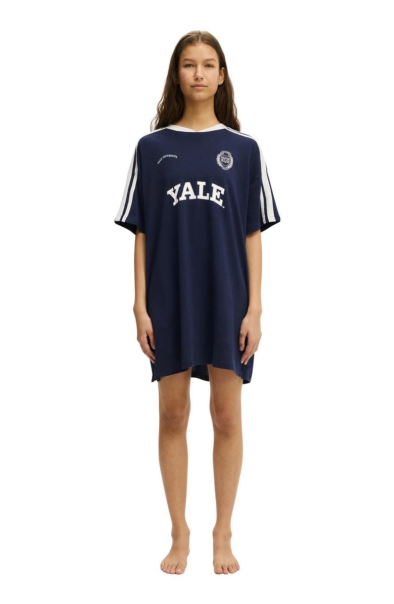 COTTON ON BODY Women's 90 S Sporty Tshirt Nightie, Alternate, color, Navy Vision Yale