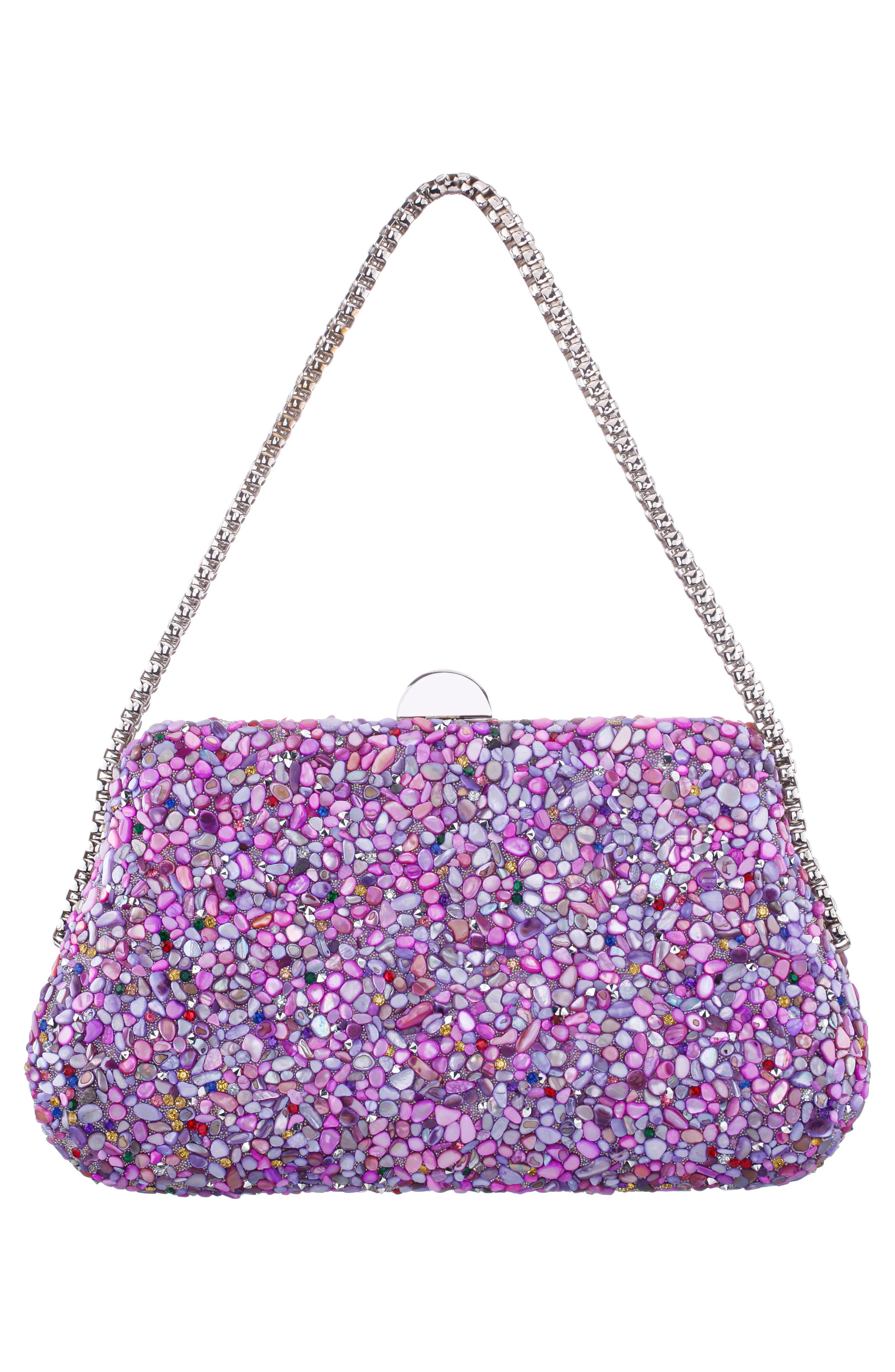 Nina Cheer Embellished Clutch, Alternate, color, Lavender Multi