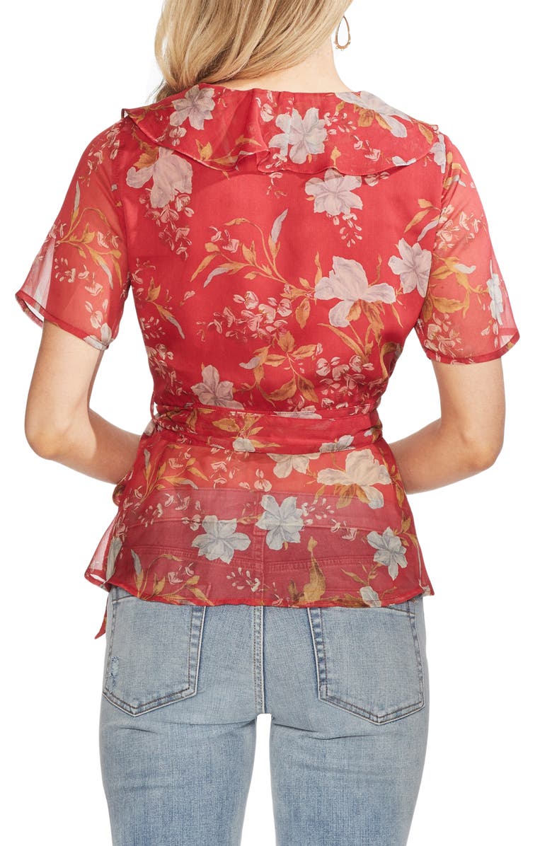 Vince Camuto Wildflower Wrap Front Tie Blouse, Alternate, color,