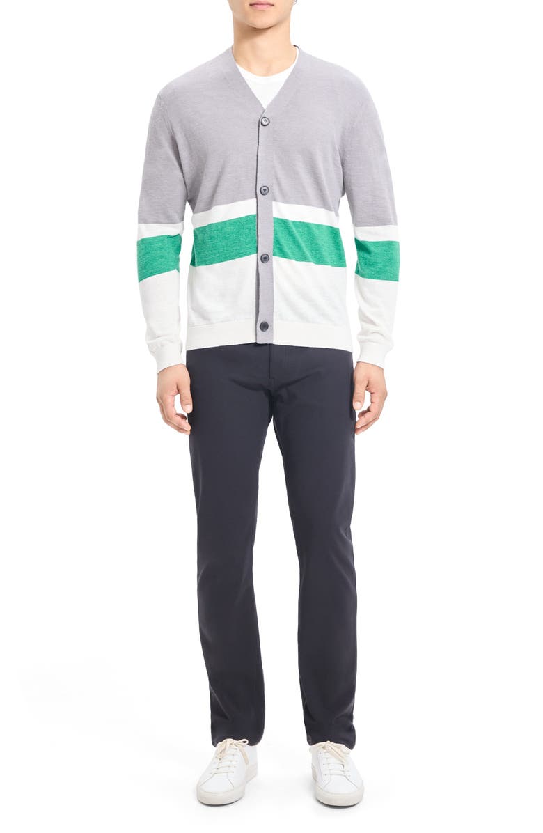 Theory Larus Relaxed Stripe Button Cardigan, Alternate, color, 