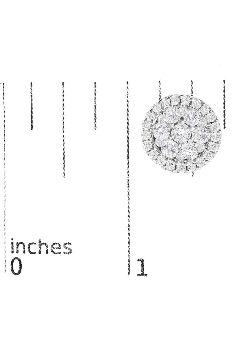 14K White Gold 1.0 Cttw Diamond Cluster Button Stud Earrings, Alternate, color, White