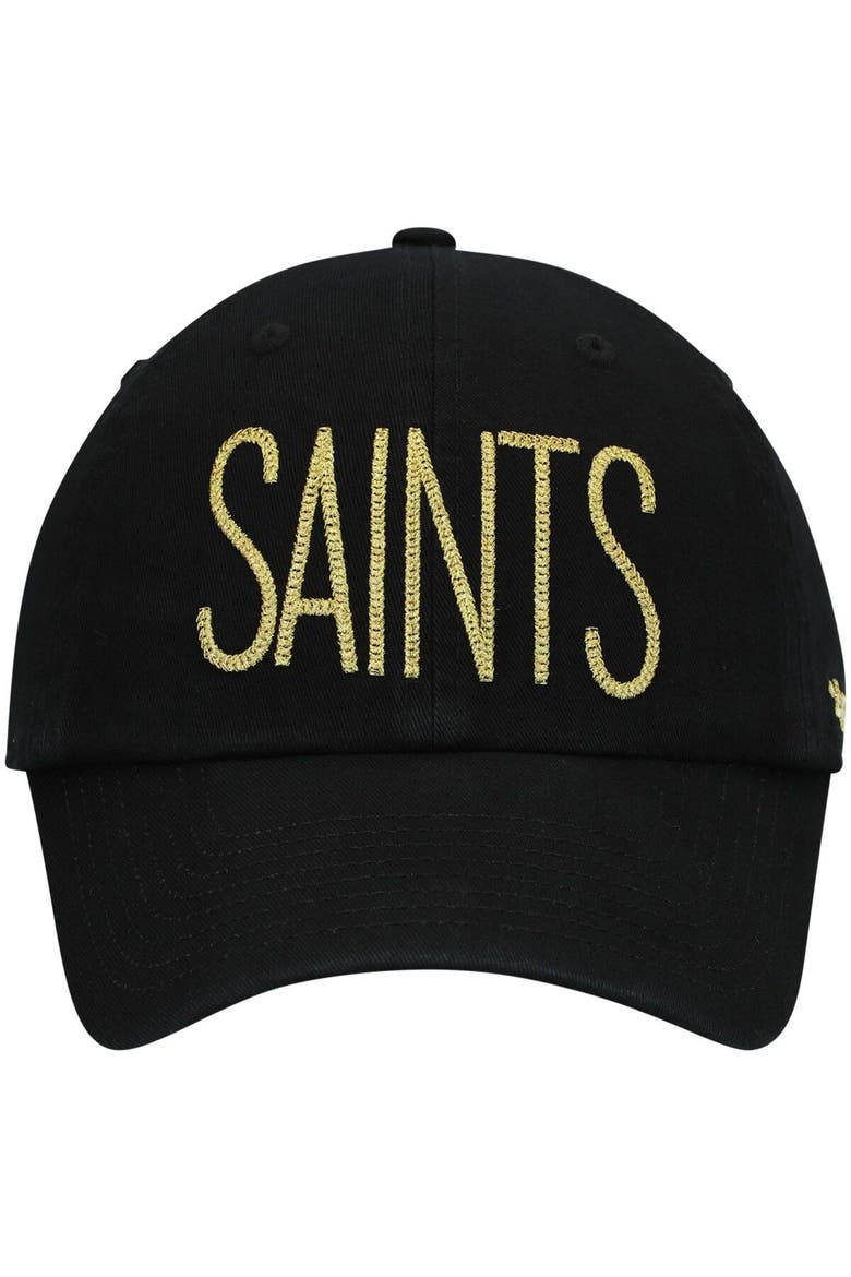 Women's '47 Black New Orleans Saints Shimmer Text Clean Up Adjustable Hat, Alternate, color, Black