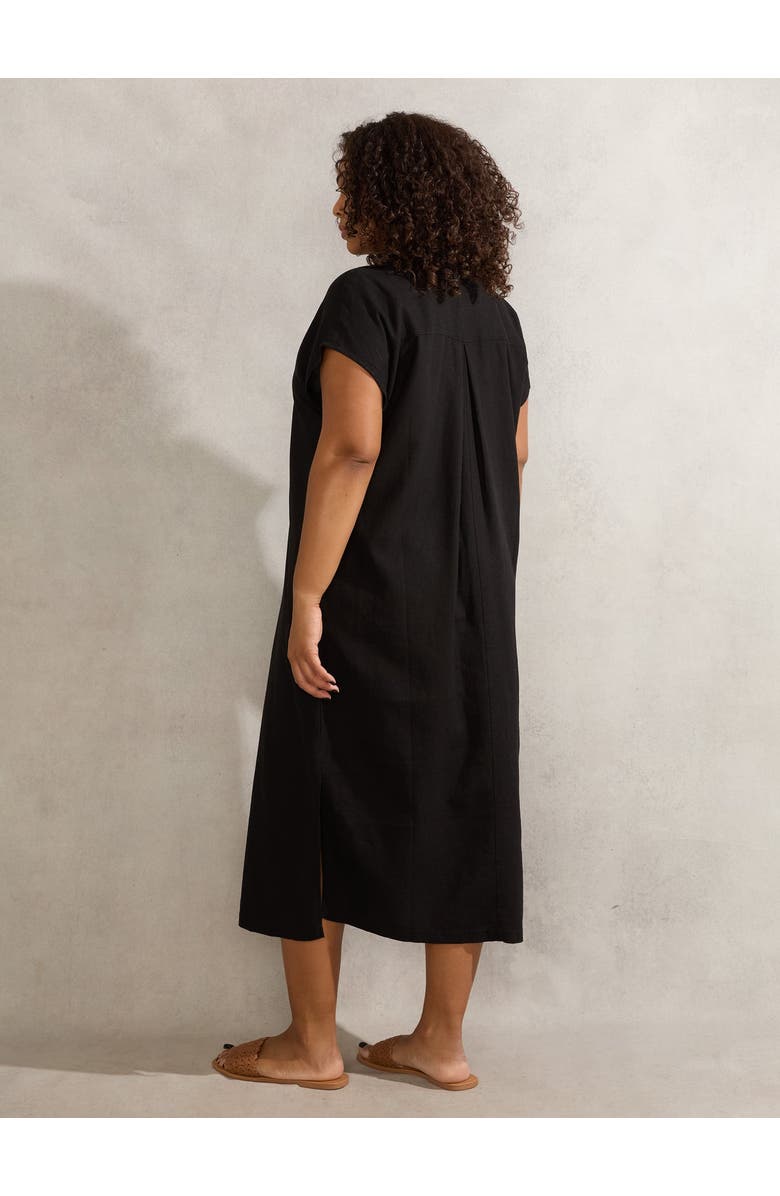 Live Unlimited Linen Midi Shirt Dress, Alternate, color, Black