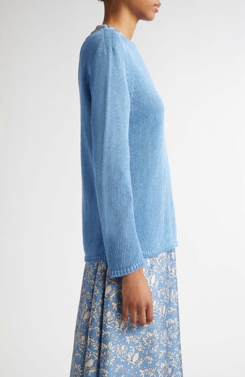 Max Mara Giolino Boat Neck Linen Sweater In Light Blue
