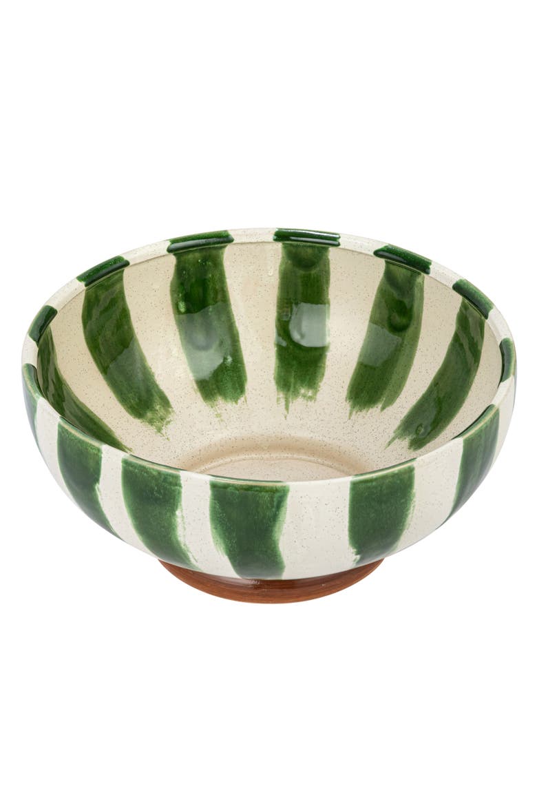 10.25 Inches Round Hand-Painted Stoneware Footed Bowl, Main, color, White