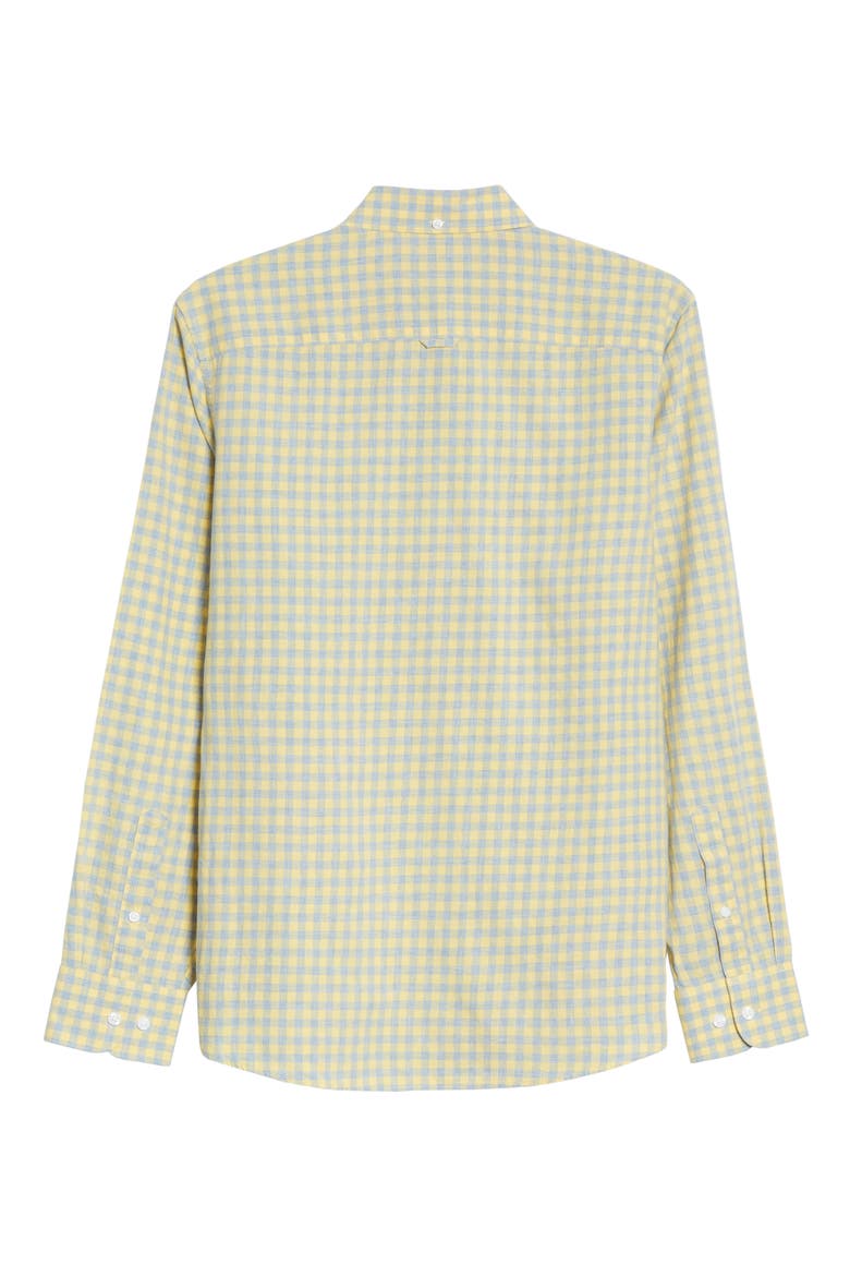 1901 Heather Gingham Linen Blend Slim Fit Sport Shirt, Alternate, color, YELLOW SILK BLUE GINGHAM