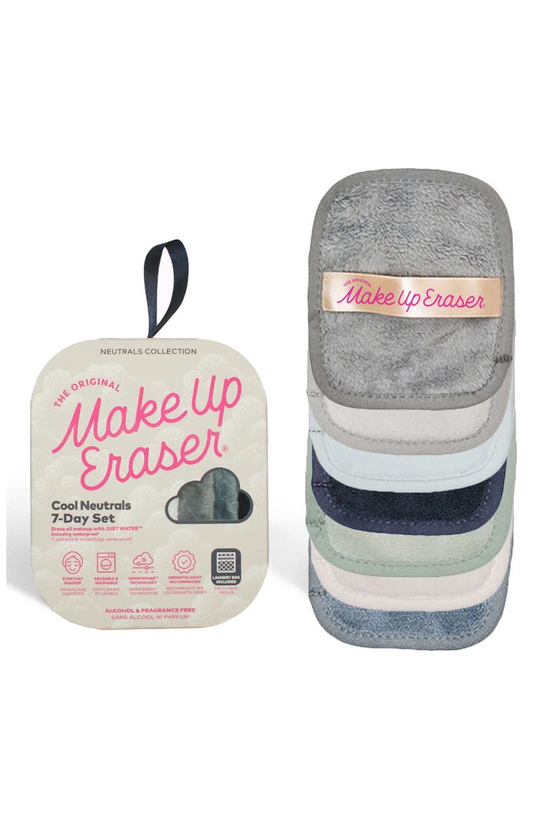 Neutral 7-Day MakeUp Eraser Set with Laundry Bag, Main, color, COOL NEUTRALS