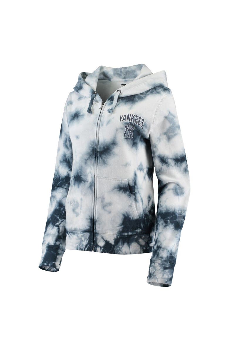New Era Women's New Era Navy New York Yankees Tie-Dye Fleece Full-Zip Hoodie, Alternate, color, 