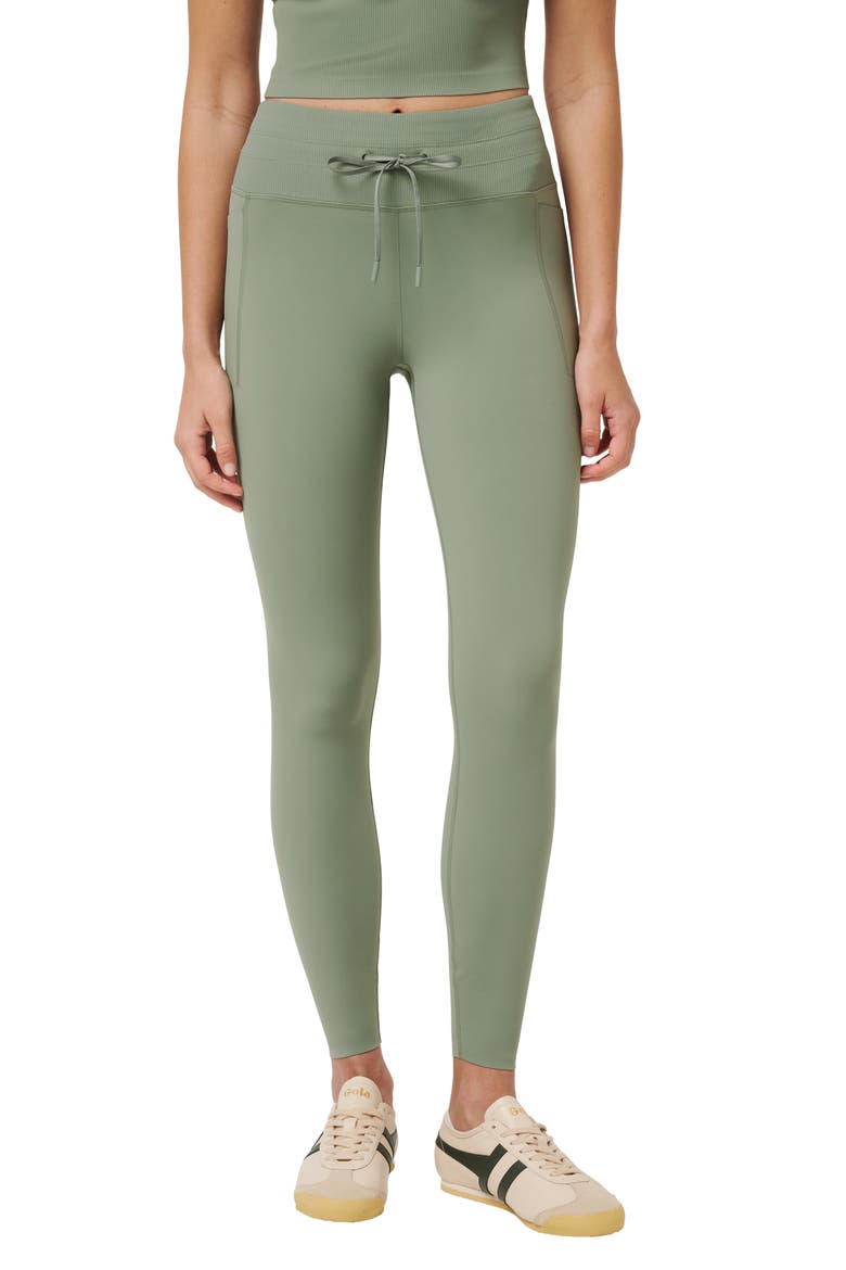 Moveknit Drawstring Waist Leggings, Main, color, SEA SPRAY
