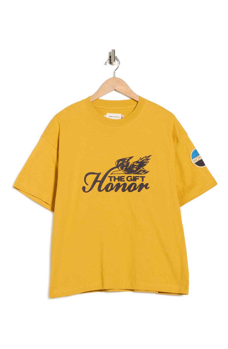 HONOR THE GIFT Auto Club Boxy T-Shirt, Main, color, Yellow