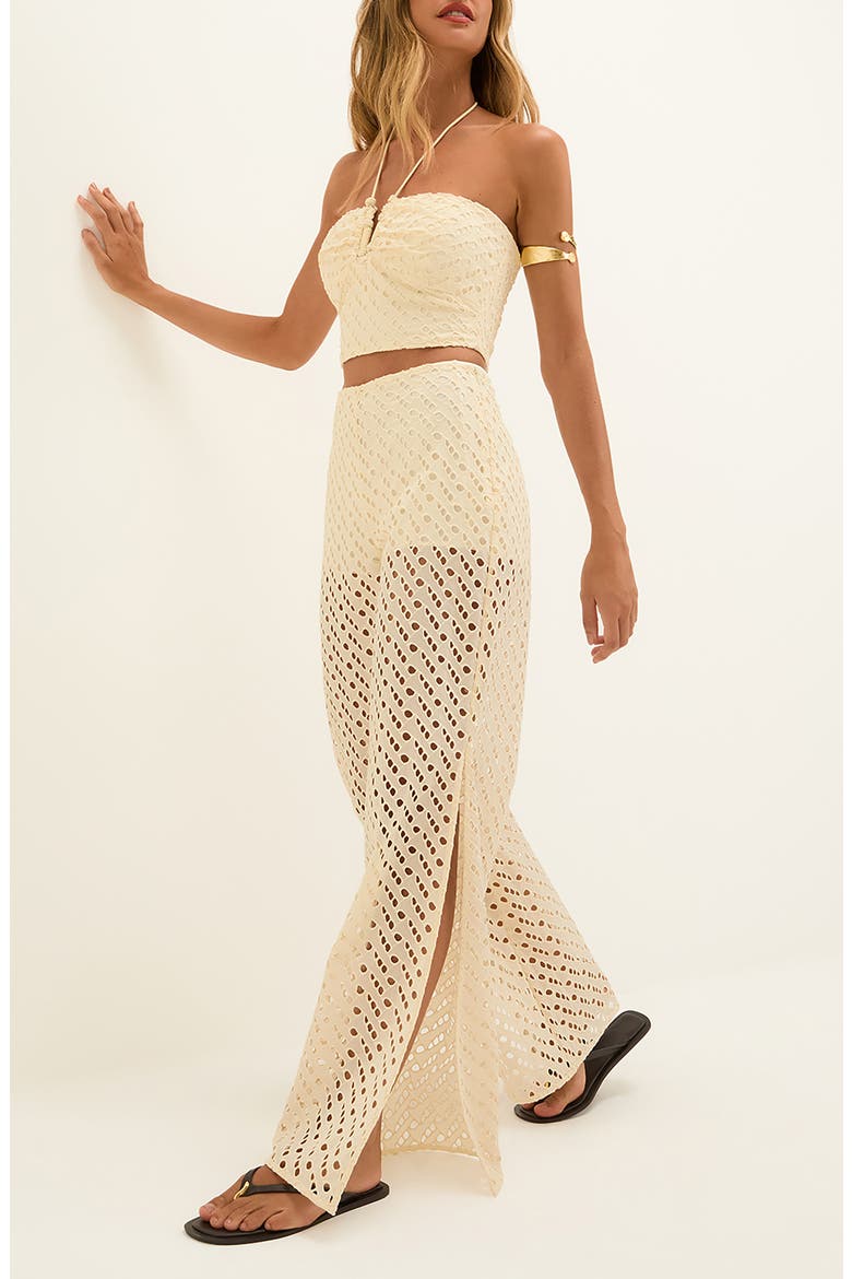 Melinda Crop Cotton Broderie Anglaise Cover-Up Top, Alternate, color, IVORY MULTI