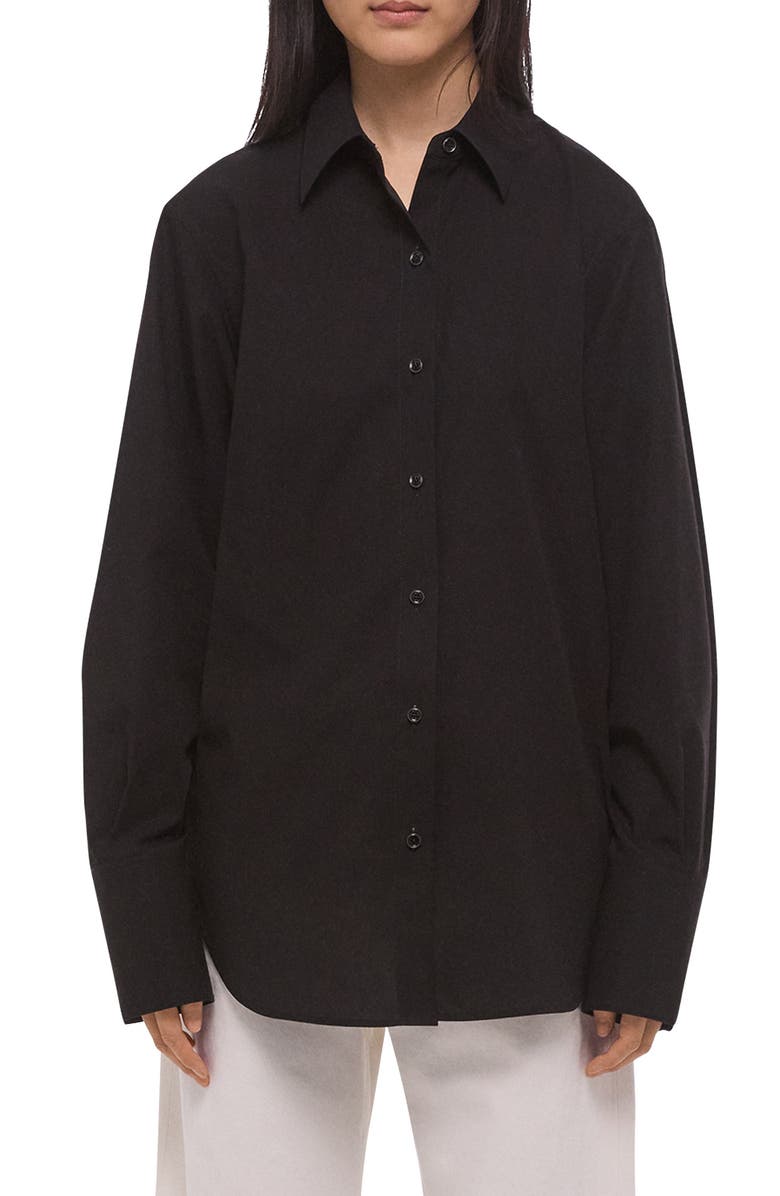 Helmut Lang Open Tie Back Cotton Shirt, Main, color, Black