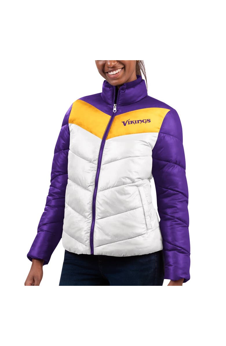 G-III 4HER BY CARL BANKS Women's G-III 4Her by Carl Banks White/Purple Minnesota Vikings New Star Quilted Full-Zip Jacket, Main, color, White
