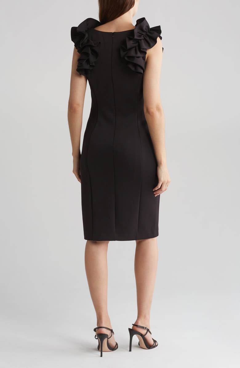 Donna Ricco Ruffle Shoulder Sheath Dress, Alternate, color, 