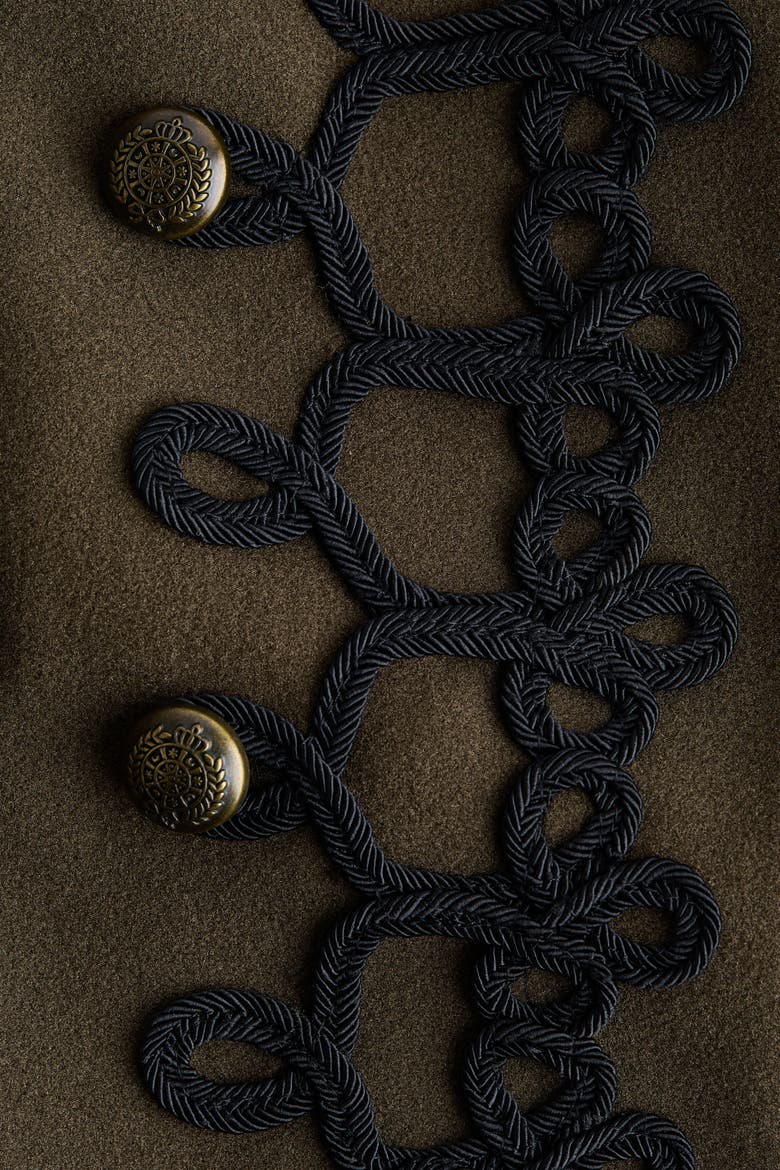 Felted Button-detail Jacket, Alternate, color, Dark khaki green
