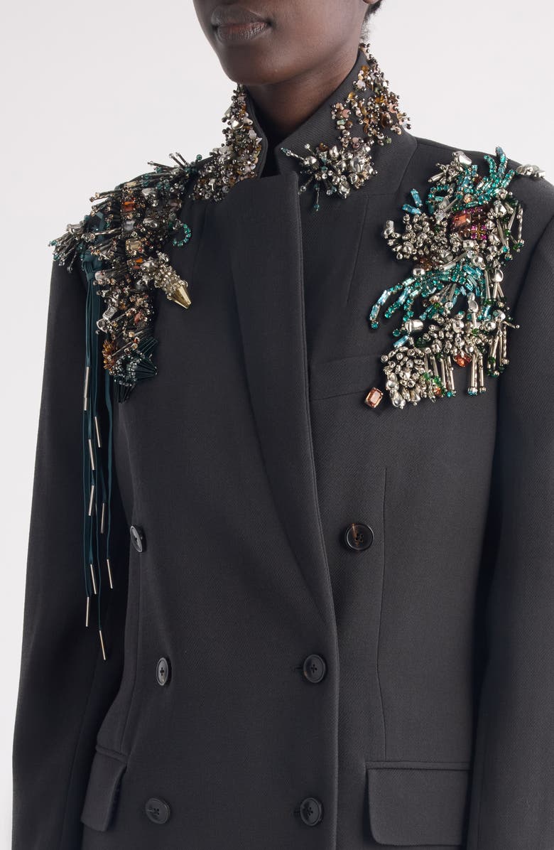 Dries Van Noten Bafya Embellished Wool Blazer, Alternate, color, Dark Grey