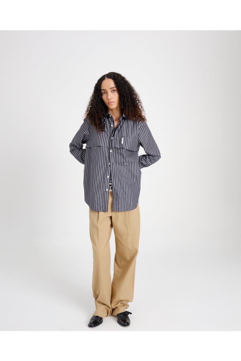 Long Sleeve Layered Shirt, Main, color, BLACK STRIPE