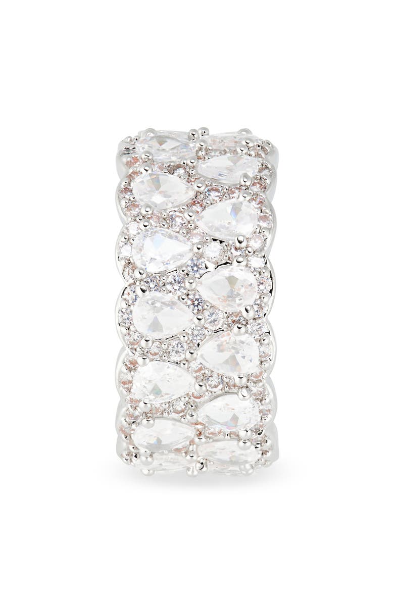 NORDSTROM RACK Cubic Zirconia Scalloped Eternity Band Ring, Alternate, color, Clear- Silver