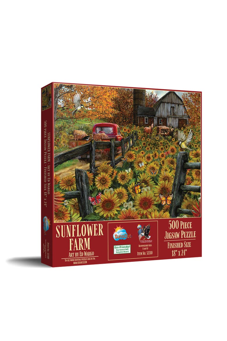 Sunflower Farm 500 piece Jigsaw Puzzle for Adults, Main, color, Multicolor