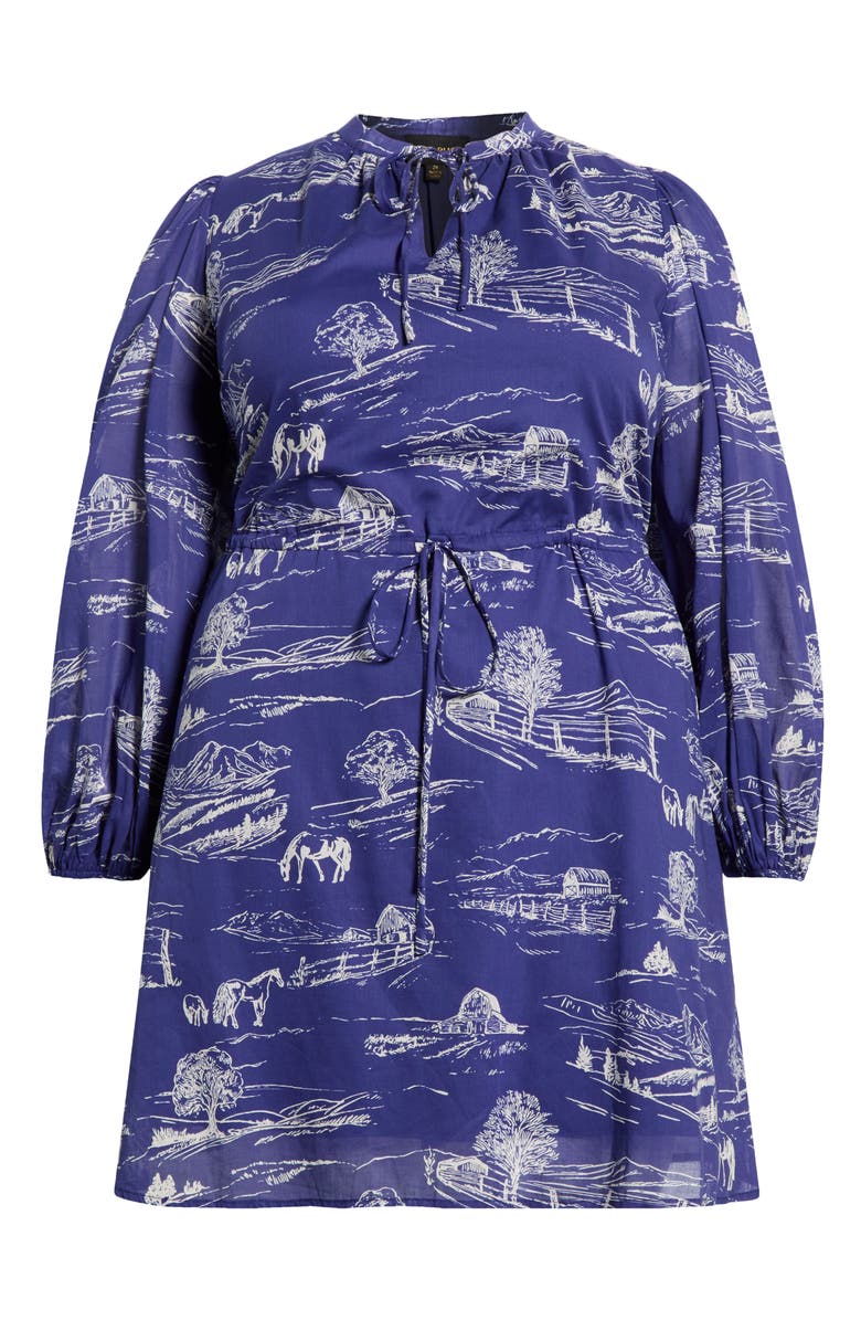 SUGARLIPS Avon Town Viany Long Sleeve Dress, Main, color, Navy-Cream