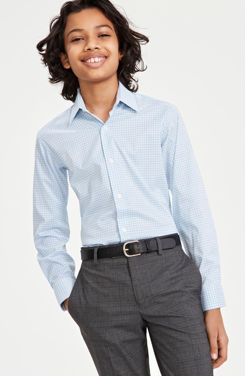 Andrew Marc Kids' Skinny Fit Grid Stretch Dress Shirt, Alternate, color,