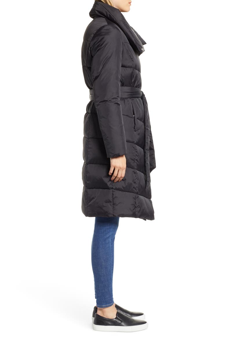 Long Puffer Coat, Alternate, color, BLACK