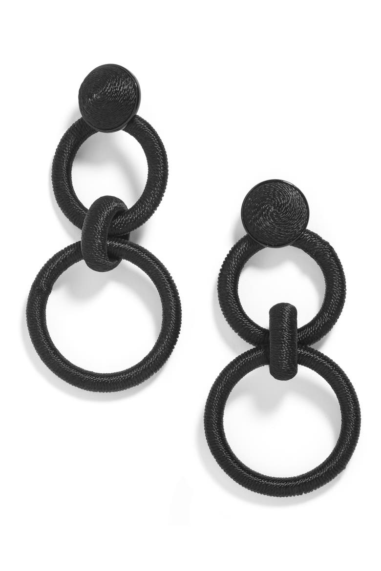 Camielle Hoop Earrings, Main, color, BLACK