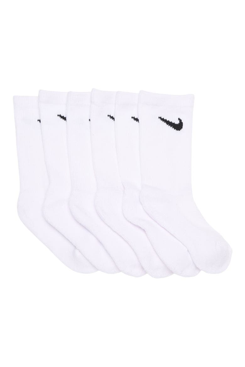 Mesh Cushioned Crew Socks - Pack of 6, Main, color, WHITE