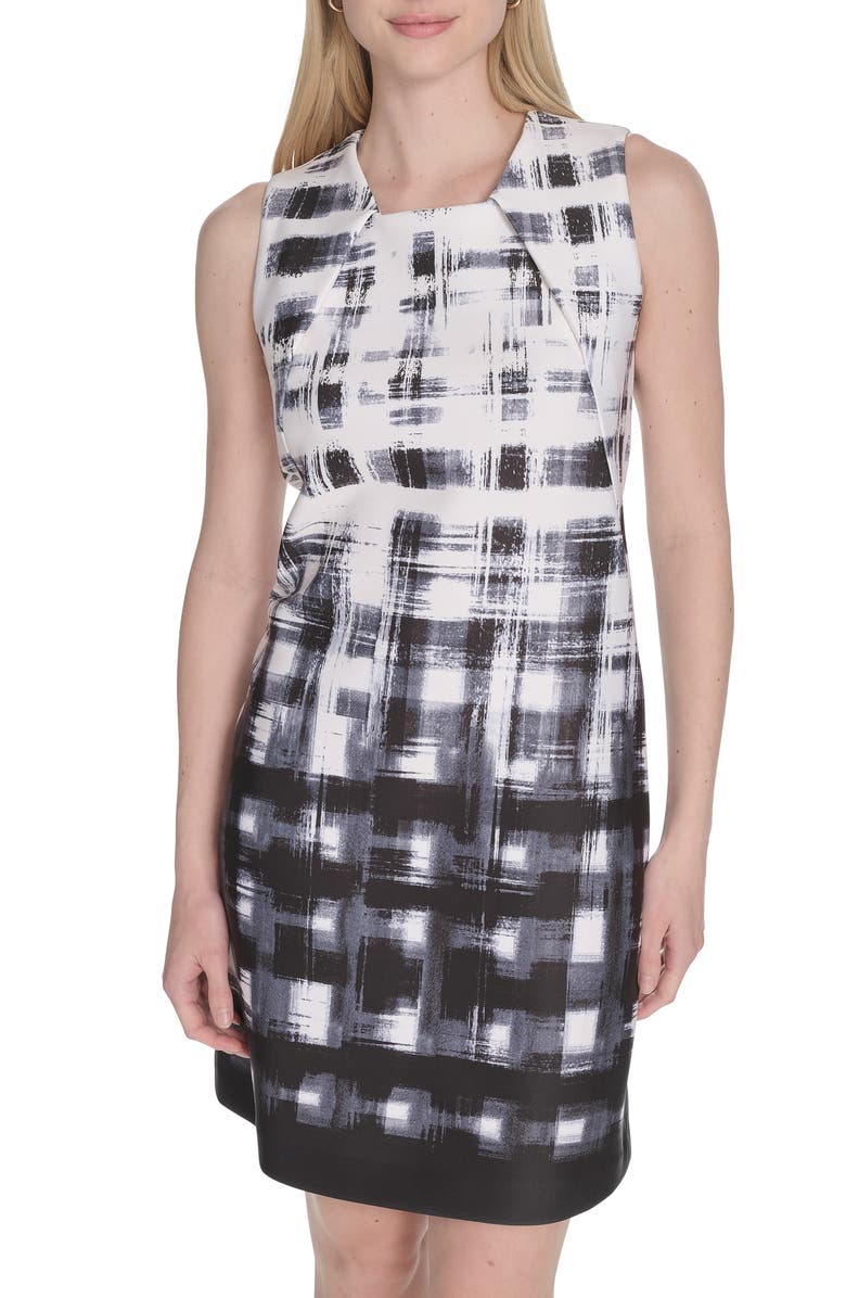 Calvin Klein Variegated Print Sheath Dress, Alternate, color, Black/ Off White