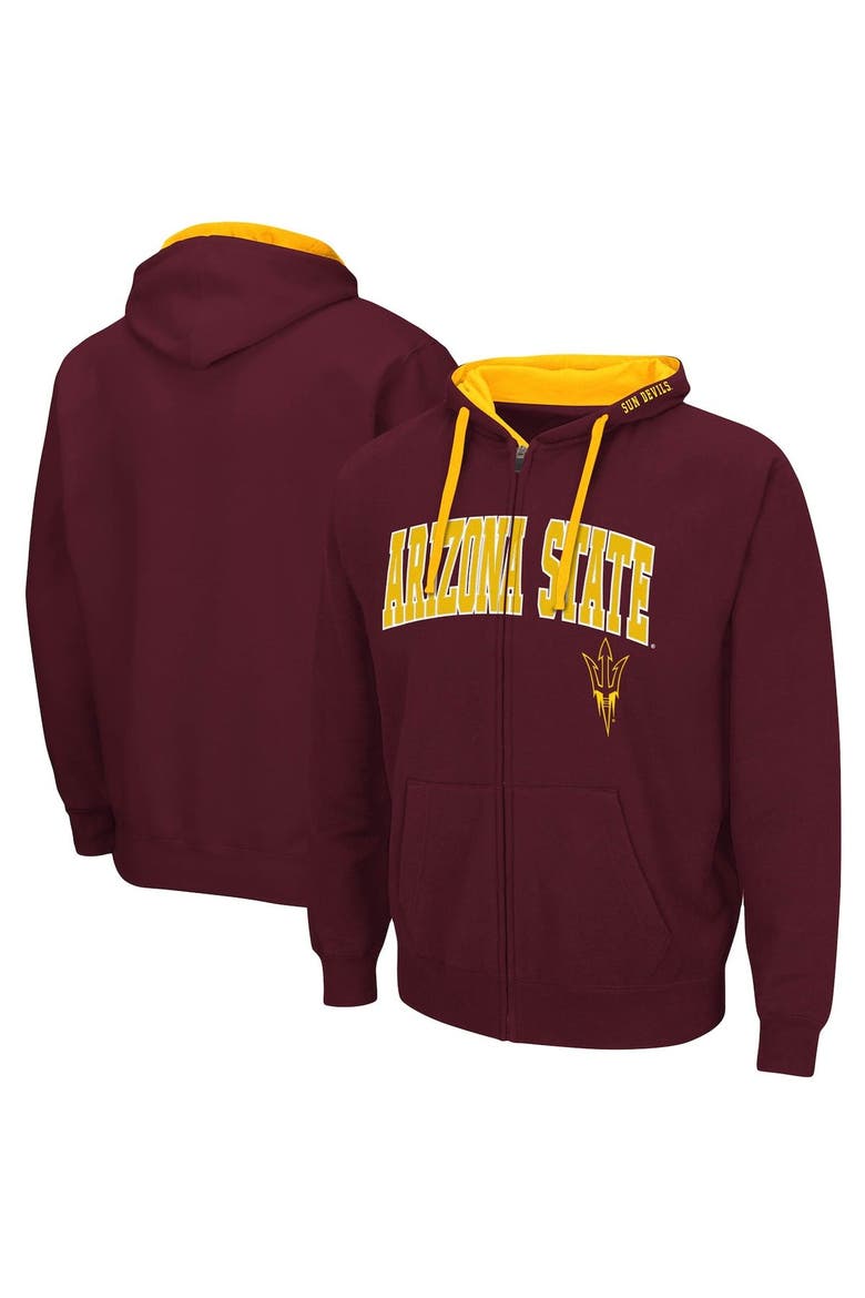 Men's Colosseum Maroon Arizona State Sun Devils Big & Tall Full-Zip Hoodie, Main, color, Maroon