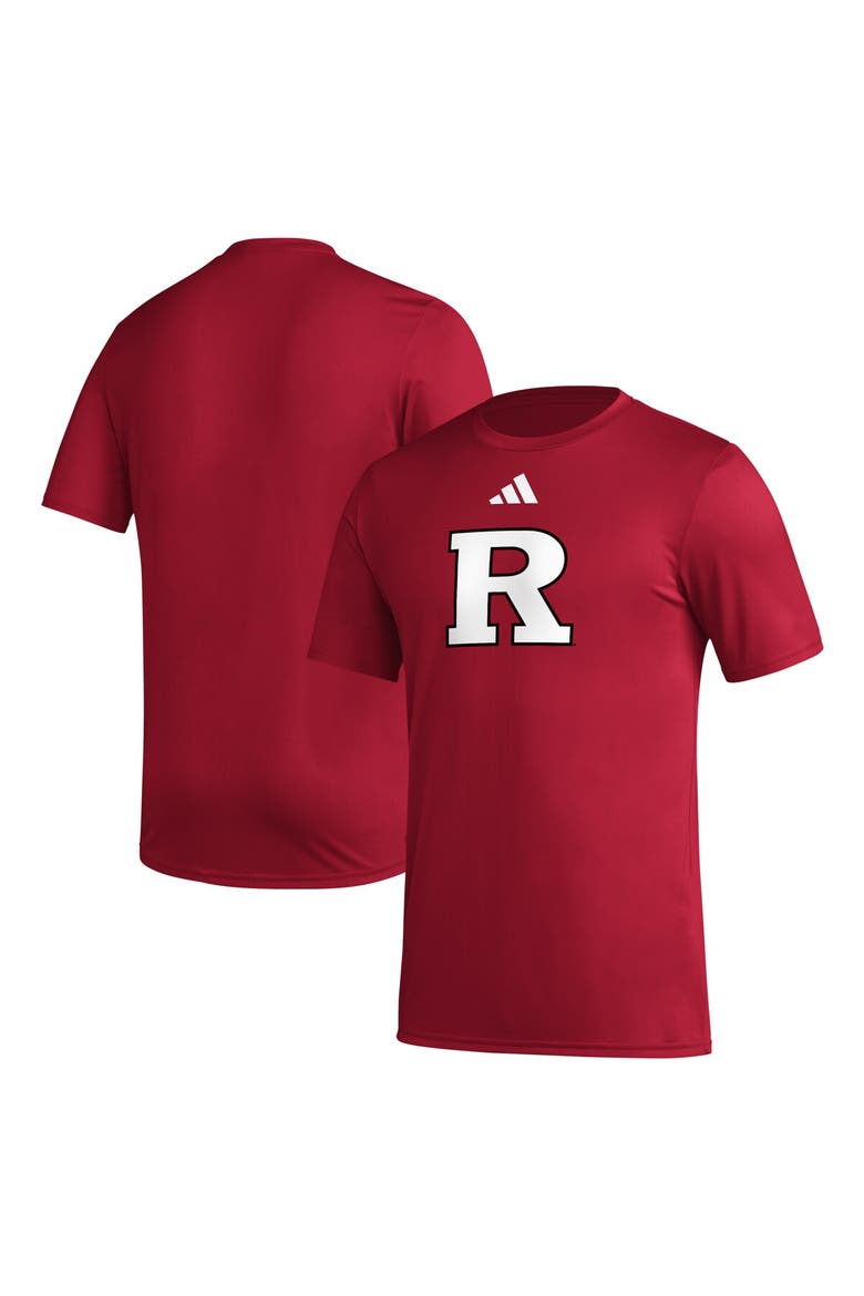 Men's adidas Scarlet Rutgers Scarlet Knights Primary Locker Logo Pre-Game AEROREADY T-Shirt, Main, color, Scarlet