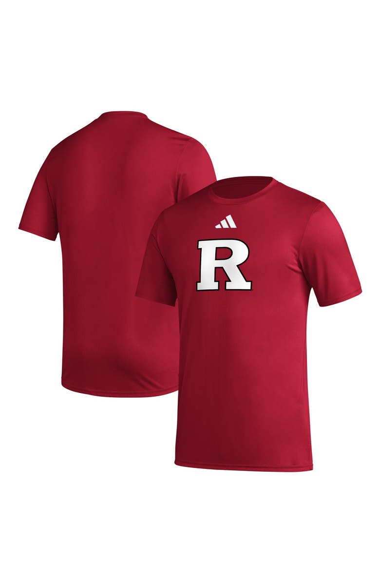 adidas Men's adidas Scarlet Rutgers Scarlet Knights Primary Locker Logo Pre-Game AEROREADY T-Shirt, Main, color, 