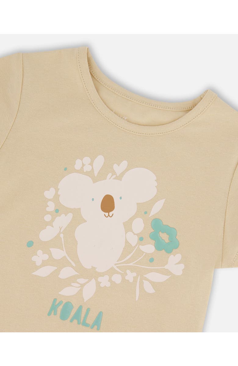 Deux par Deux Little Girl's Organic Cotton Tee Beige And Cream Koala, Alternate, color,