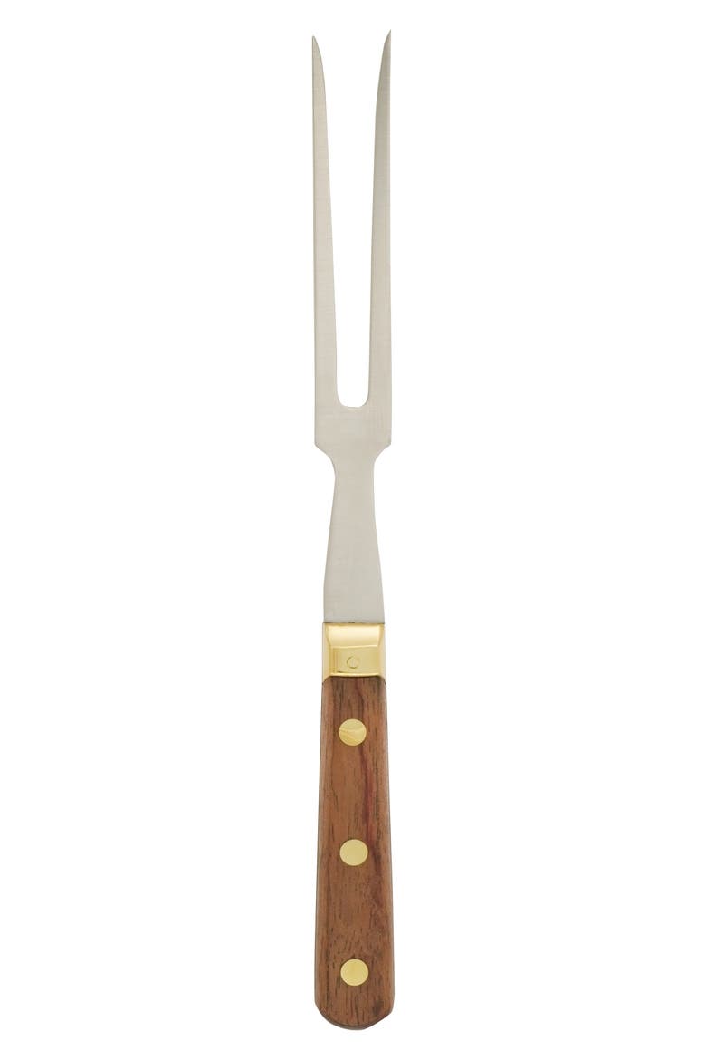 Gingko Flatware Golden Eagle Carving Fork, Main, color, SILVER/ BROWN