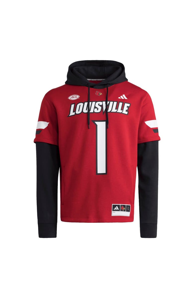 adidas Men's adidas  Red Louisville Cardinals Jersey Pullover Hoodie, Alternate, color, 
