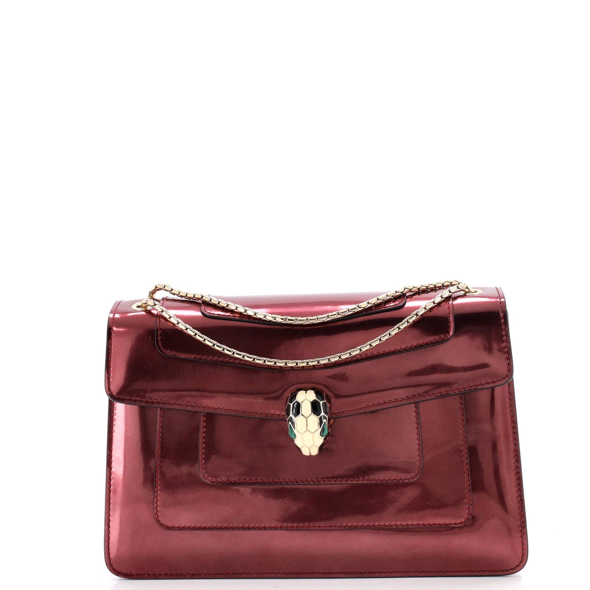 Serpenti Forever Shoulder Bag Metallic Leather Medium, Main, color, Pink