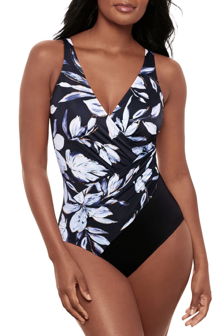 Fiore di Luna Oceanus One-Piece Swimsuit, Main, color, BLACK/ WHITE