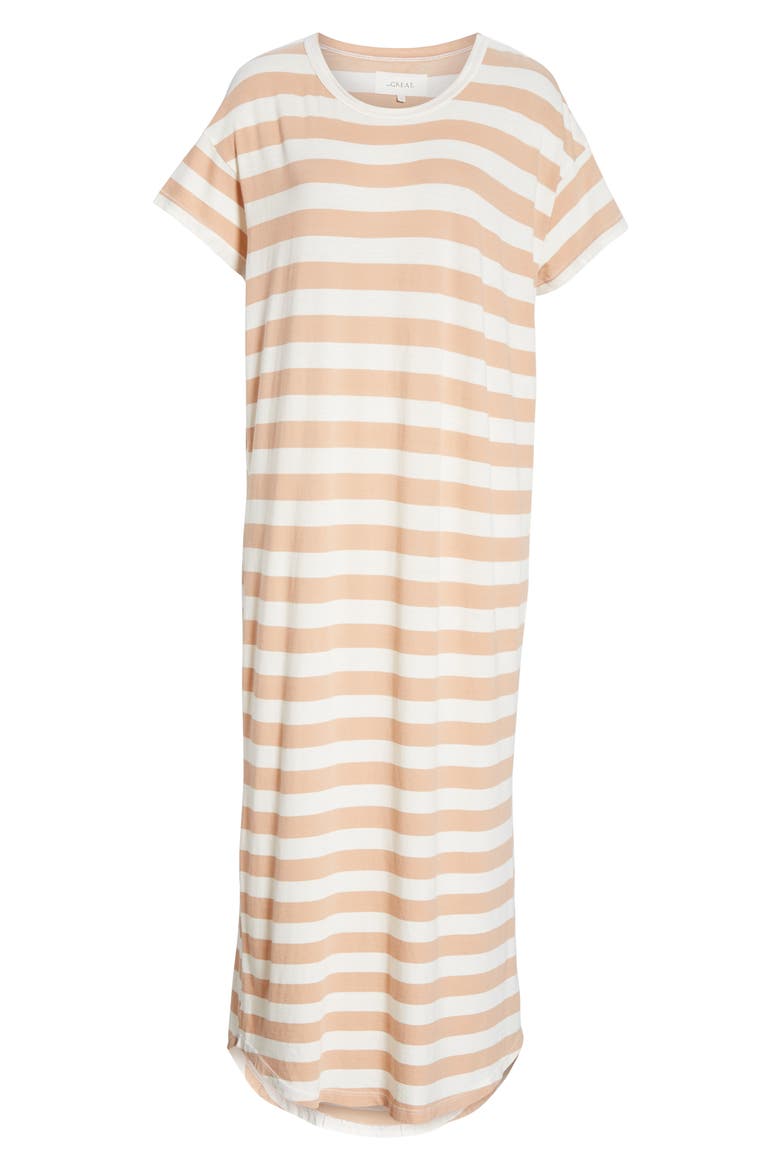 The Boxy Shirttail Midi Dress, Alternate, color, BLUSH STRIPE