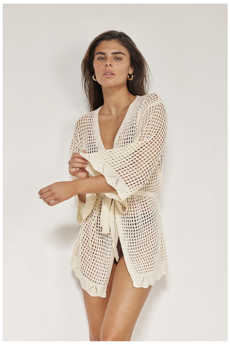 Maribelle Lace Robe Cover-Up, Alternate, color, Cream