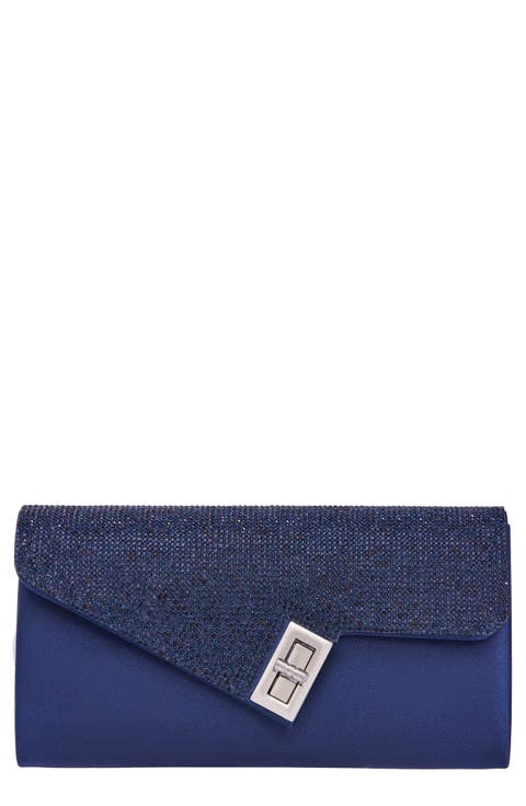 Chic Rhinestone & Satin Envelope Clutch