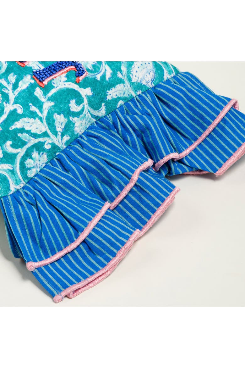 Ghuni Bonheur Ruffled Embroidered 100% Cotton Home Accent, Alternate, color, Blue