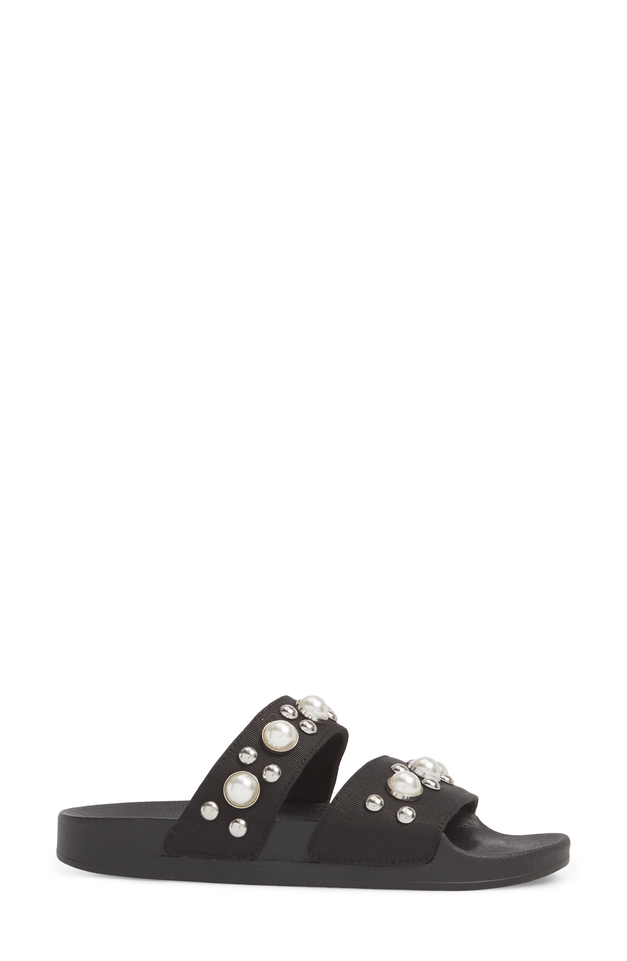 Polite Embellished Slide Sandal, Alternate, color, BLACK