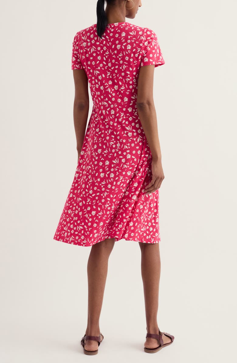 Seasalt Cornwall Enor Floral Organic Cotton Fit & Flare Midi Dress, Alternate, color, Sea Spray Floral Bright Radish