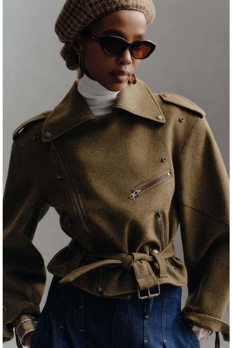 Wool Moto Jacket, Alternate, color, LIGHT LODEN MELANGE