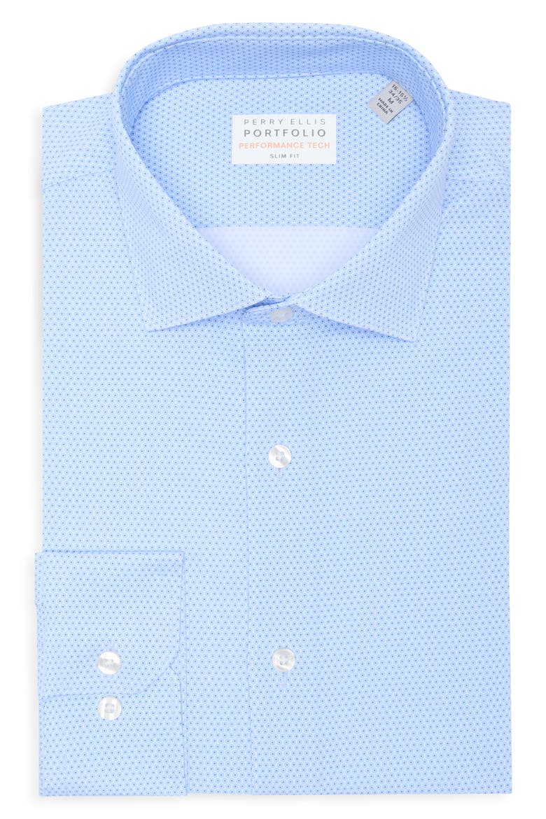 Performance Tech Slim Fit Dress Shirt, Alternate, color, BLUE