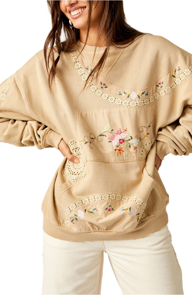 Free People Gram's Attic Oversize Sweatshirt, Alternate, color, 