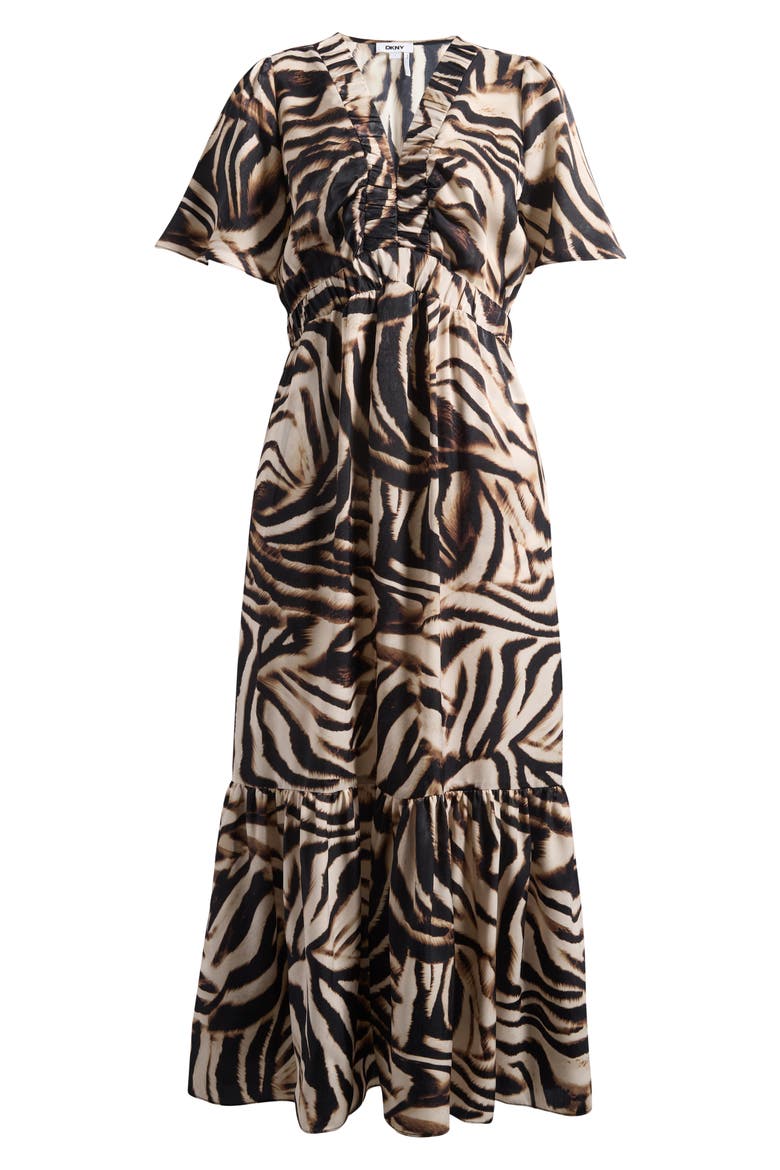 Print V-Neck Maxi Dress, Alternate, color, BLURRED ZEBRA