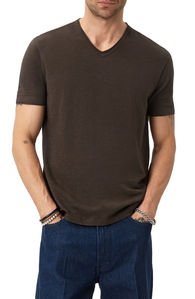 John Varvatos Miles Slub Organic Cotton T-Shirt, Main, color, Dark Brown