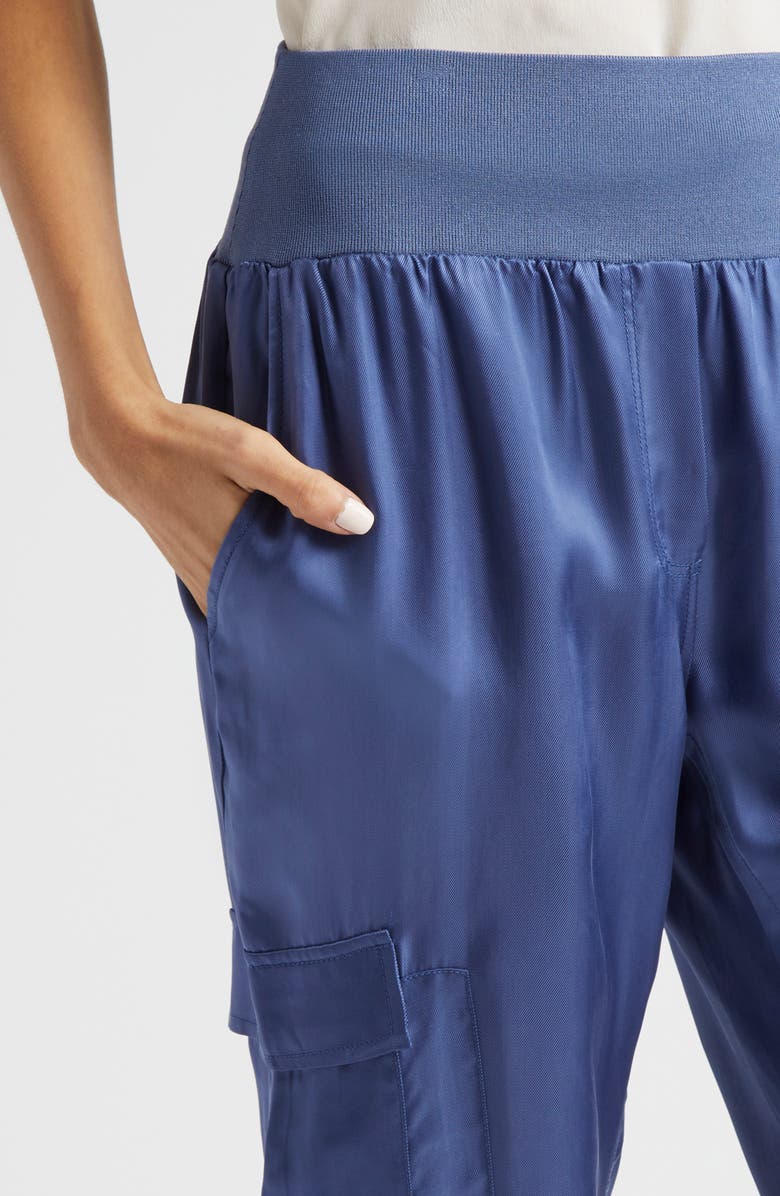 Cinq à Sept Giles Cupro Crop Cargo Joggers, Alternate, color, Indigo