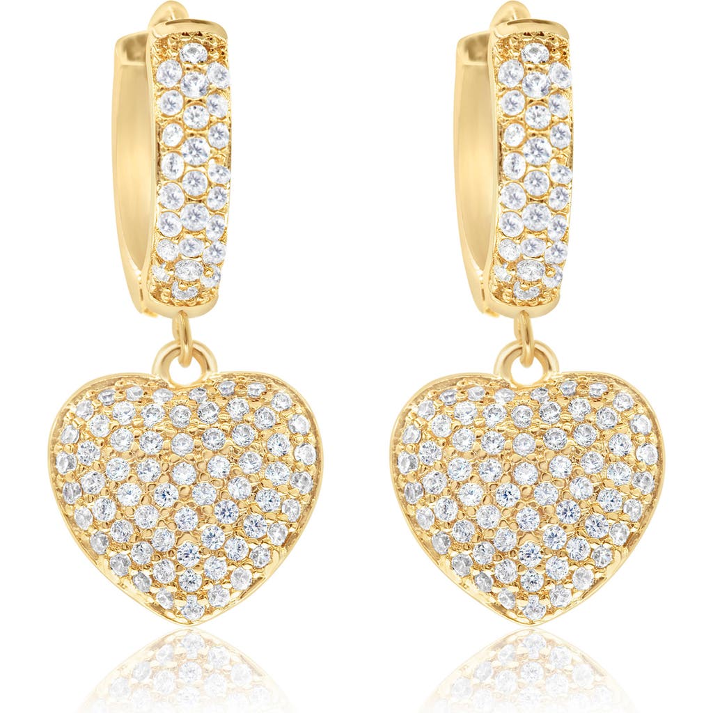 Shymi Women's Pave Heart Dangling Earrings - Gold In Gold